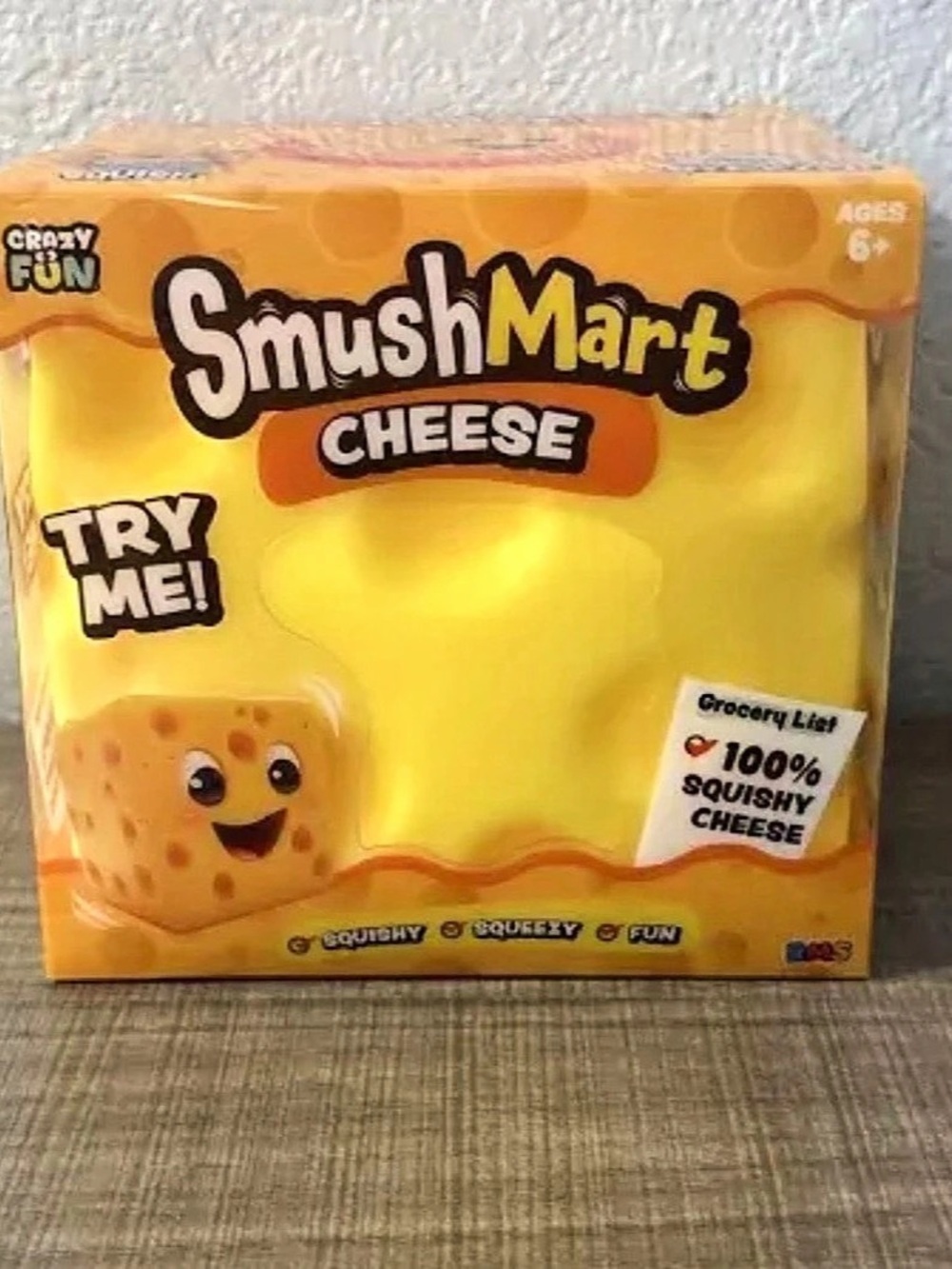 Crazy Fun SmushMart Cheese Plush Toy NWT